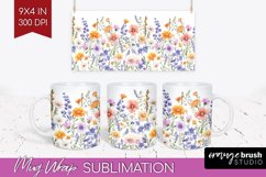 Wildflowers Mug Wrap - Spring Flowers Mug PNG Sublimation Product Image 1