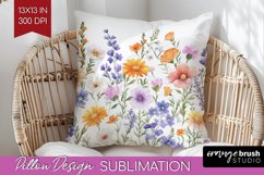 Wildflowers Pillow Sublimation - Spring Flowers Pillow Cover Product Image 1