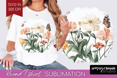 Wildflowers Round Tshirt Background - Spring Flowers PNG Product Image 1