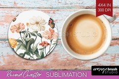 Wildflowers Round Coaster - Spring Flowers Coaster PNG Product Image 1