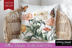 Wildflowers Pillow Sublimation - Spring Flowers Pillow Cover Product Image 1