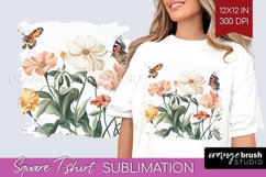 Wildflowers Square Tshirt Background - Spring Flowers PNG Product Image 1