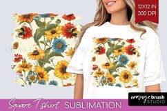 Wildflowers Square Tshirt Background - Spring Flowers PNG Product Image 1