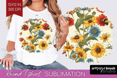 Wildflowers Round Tshirt Background - Spring Flowers PNG Product Image 1