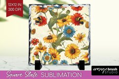 Wildflowers Slate PNG - Spring Flowers Square Slate Product Image 1