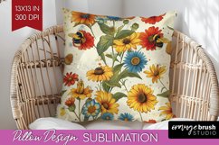 Wildflowers Pillow Sublimation - Spring Flowers Pillow Cover Product Image 1