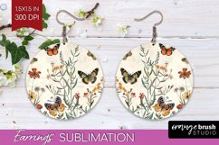 Wildflowers Round Earrings - Spring Flowers PNG Sublimation Product Image 1