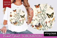 Wildflowers Round Tshirt Background - Spring Flowers PNG Product Image 1