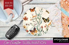 Wildflowers Car Coaster - Spring Flowers Coaster PNG Product Image 1