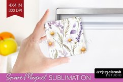 Wildflowers Magnet Sublimation - Spring Flowers Square PNG Product Image 1