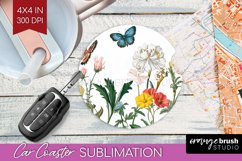 Wildflowers Car Coaster - Spring Flowers Coaster PNG Product Image 1