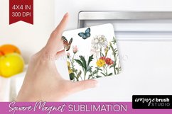 Wildflowers Magnet Sublimation - Spring Flowers Square PNG Product Image 1