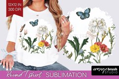 Wildflowers Round Tshirt Background - Spring Flowers PNG Product Image 1