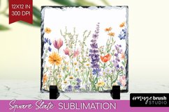 Wildflowers Slate PNG - Spring Flowers Square Slate Product Image 1