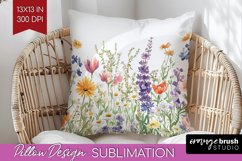 Wildflowers Pillow Sublimation - Spring Flowers Pillow Cover Product Image 1