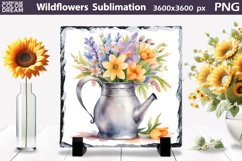 Watercolor Wildflowers Sublimation | Slate Sublimation Desig Product Image 1