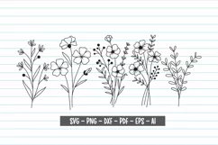 Flower Svg, Floral Bouquet Svg, Flower Line Art. Product Image 1
