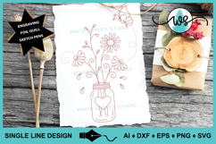 Single Line Design, Foil Quill, Flowers Butterfly, Mason Jar Product Image 2