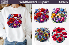 Poppy Iris Wildflower Clipart |Cornflowers Sublimation Product Image 1