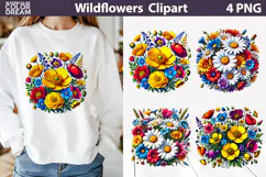 Buttercup Wildflower Clipart | Daisy Wildflowers Sublimation Product Image 1