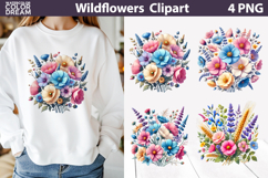 Pastel Wildflowers Clipart | Wildflowers Sublimation Product Image 1