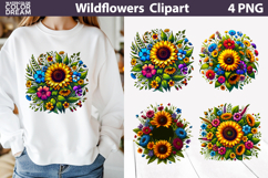 Sunflowers Clipart | Sunflowers Wildflowers Sublimation Product Image 1