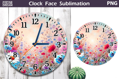 Wildflowers Clock Face| Watercolor Floral Clock Sublimation Product Image 1