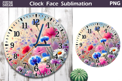 Wildflowers Clock Face| Watercolor Floral Clock Sublimation Product Image 1