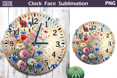 Wildflowers Clock Face| Watercolor Floral Clock Sublimation Product Image 1