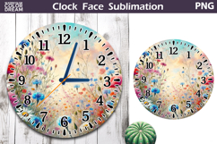 Wildflowers Clock Face| Watercolor Floral Clock Sublimation Product Image 1