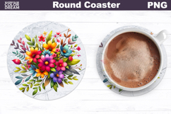 Wildflowers Round Coaster | Flowers Day Coaster Product Image 1