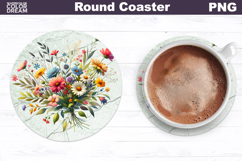 Wildflowers Round Coaster | Flowers Day Coaster Product Image 1