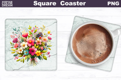 Wildflowers Square Coaster | Flowers Square Coaster Product Image 1