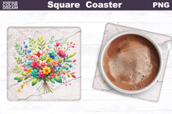 Wildflowers Square Coaster | Flowers Square Coaster Product Image 1