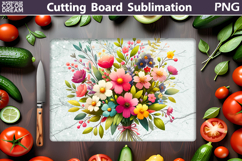 Wildflowers Cutting Board | Floral Kitchen Sublimation Product Image 1