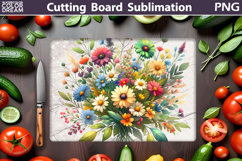 Wildflowers Cutting Board | Floral Kitchen Sublimation Product Image 1