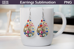 Wildflowers Teardrop Earrings | Daisy Cornflower Earrings Product Image 1