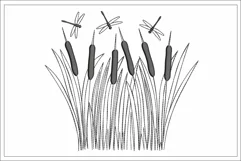 Cattail embroidery design, wildflowers embroidery file Product Image 1