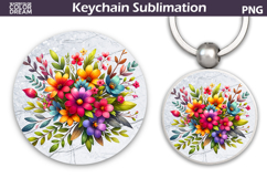 Wildflowers Round Keychain | Summer Floral Key Keychain Product Image 1