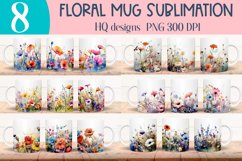 Wildflowers mug wraps for Sublimation BUNDLE PNG Product Image 1