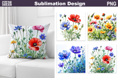 Wildflowers Pillow Design | Wildflowers Sublimation Product Image 1