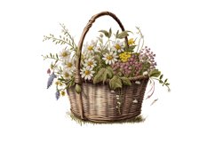 watercolor clipart,digital download,digital clipart,digital crafting,flower bouquet,scrapbook images,wildflowers in vase,watercolor clipart,wall art,vase of flowers,wildflower vase,flower clipart,flower images,wildflower pictures,Basket of Wildflowers   