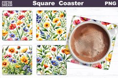 Wildflowers Square Coaster | Summer Floral Square Coaster Product Image 1