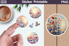 Wildflowers Sticker | Floral Round Sticker Product Image 1