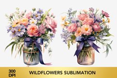 Watercolor Spring Flowers Clipart, Wildflowers Sublimation Product Image 1