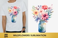 Watercolor Spring Flowers Clipart, Wildflowers Sublimation Product Image 1