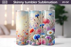 Wildflowers Tumbler Wrap | Floral Tumbler Sublimation Product Image 1