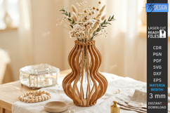 Wooden Wildflowers Vase Stand Laser Cut Bundle | 3D Layered Product Image 14