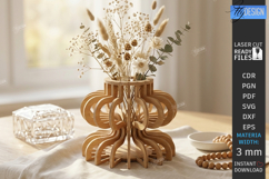 Wooden Wildflowers Vase Stand Laser Cut | 3D Layered Vase Product Image 1