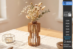 Wooden Wildflowers Vase Stand Laser Cut Bundle | 3D Layered Product Image 20